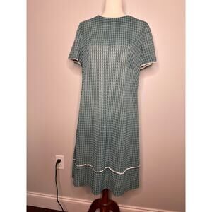 1950s Green White Checkered Lace St Patricks Day Rockabilly Tea Party Dress L